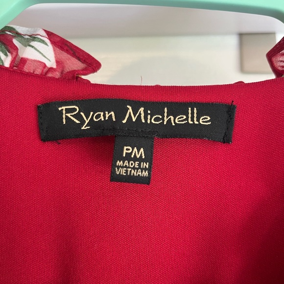 Ryan Michelle Floral Chiffon Midi Fit & Flare Dress Women Petit Medium - Picture 2 of 3